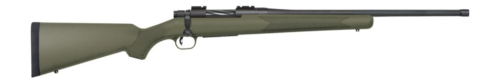 Mossberg Patriot .400 Legend bolt-action rifle with 20-inch threaded barrel and Olive Drab stock