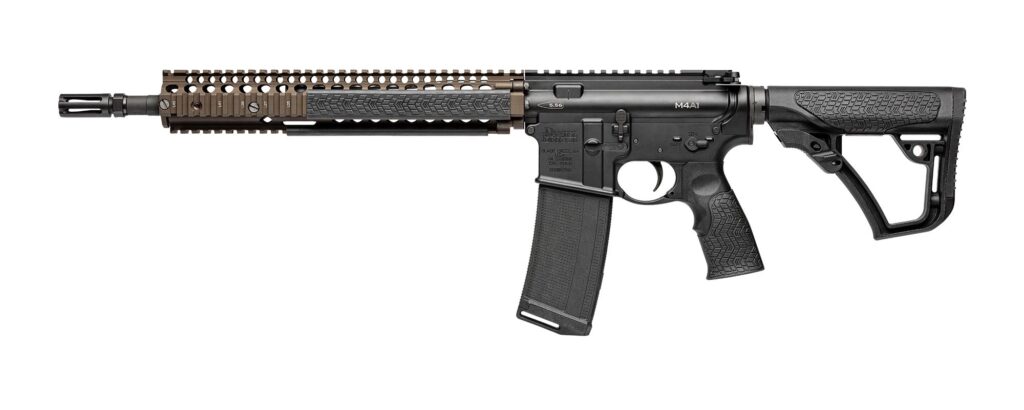 Daniel Defense M4A1 rifle with 14.5-inch barrel and Flat Dark Earth RIS II handguard