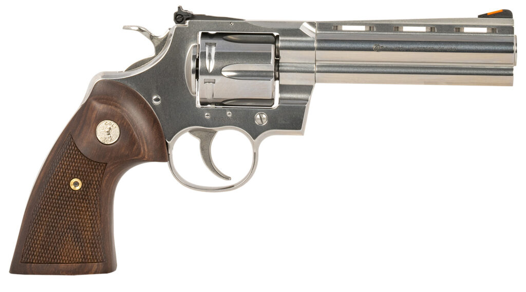 Colt Python .357 Magnum 5-inch stainless revolver with walnut grips