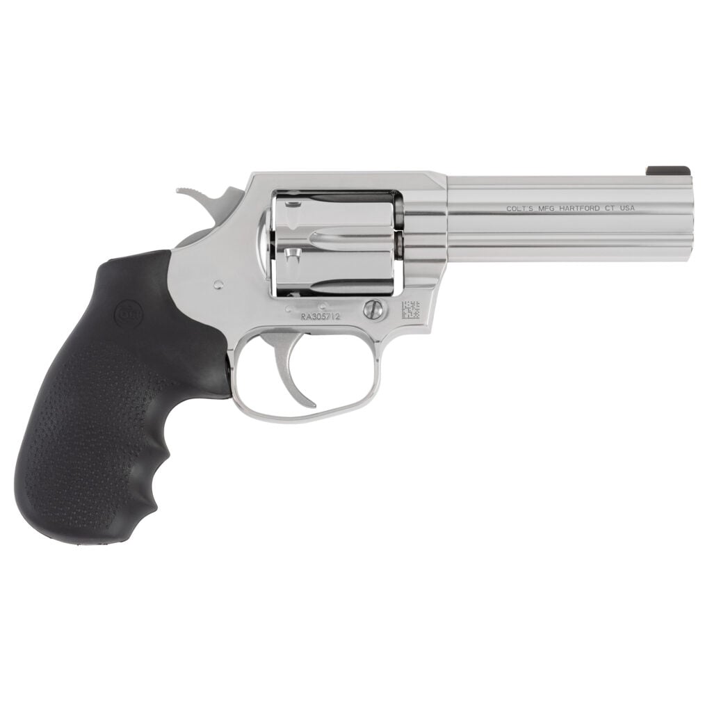 Colt Cobra .38 Special +P 4-inch stainless revolver with black Hogue rubber grips