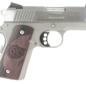 Colt Defender 1911 .45 ACP pistol with 3 inch barrel and black cherry G10 grips
