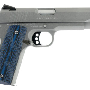 Colt 1911 Series 70 Competition .45 ACP stainless pistol with blue G10 grips