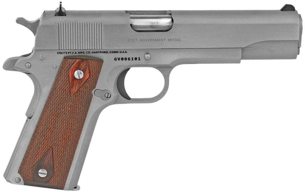COLT 1911 Government .38 Super Auto 5-inch stainless semi-automatic pistol