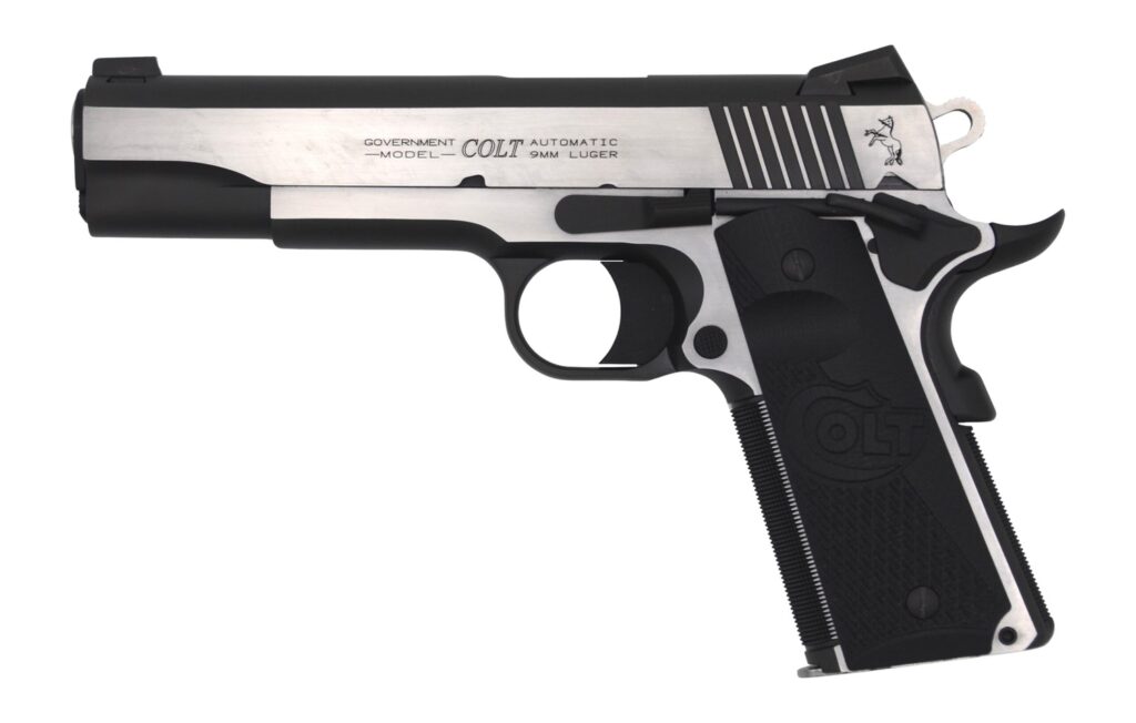 Colt Combat Elite 9mm 1911 with two-tone finish, G10 grips, and optic-ready slide