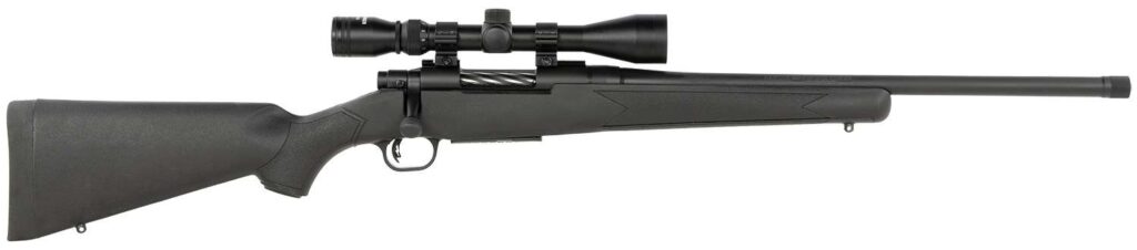 Mossberg Patriot .400 Legend bolt action rifle with black synthetic stock and 3-9x40 scope