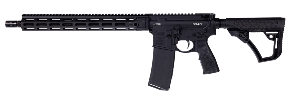 Daniel Defense DD4 V7 AR rifle with 16-inch barrel and 15-inch M-LOK handguard