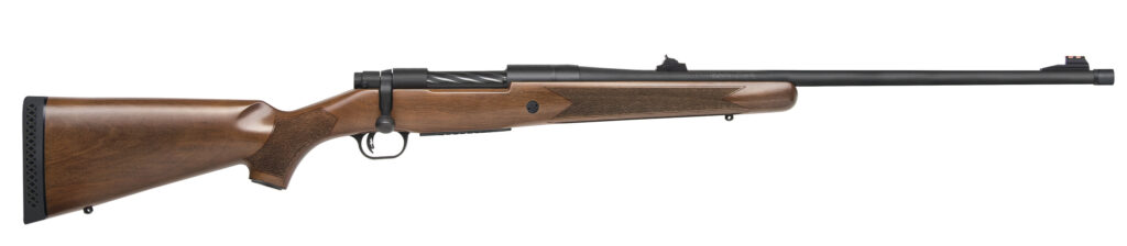 Mossberg Patriot bolt-action sporting rifle with fluted threaded barrel and fixed stock