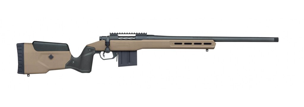 Mossberg Patriot 6.5 Creedmoor bolt-action rifle with 22-inch threaded barrel and FDE stock