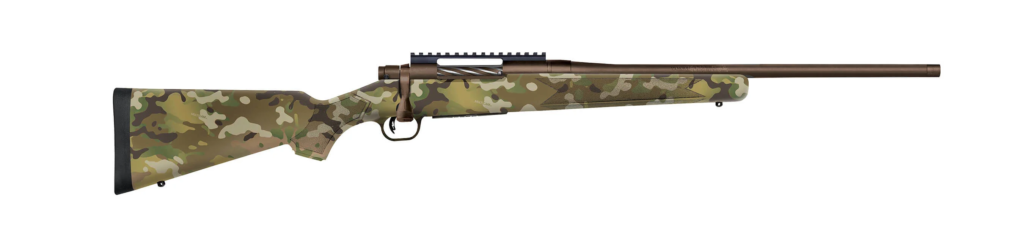 Mossberg Patriot Carbine bolt-action rifle with Patriot Brown Cerakote and MultiCam synthetic stock