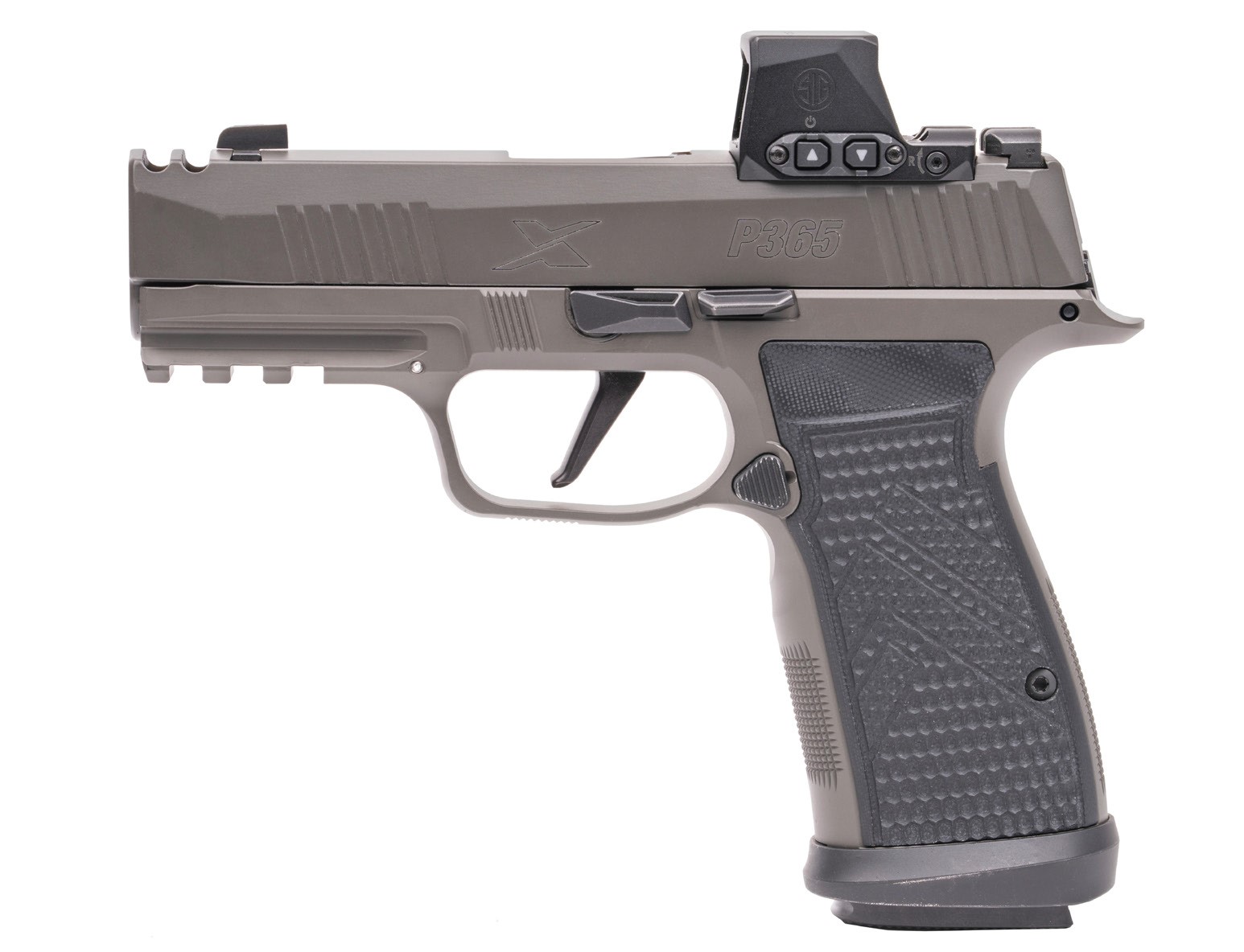 SIG SAUER P365 AXG LEGION 9mm 3.1-inch 17-Round - Centurion Armament Co SIG SAUER P365 AXG LEGION 9mm pistol with gray finish and 3.1-inch barrel