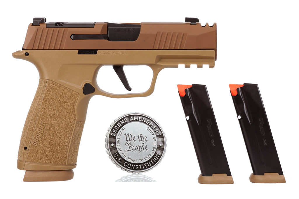 SIG SAUER P365X-MACRO COMP 2A 9mm semi-auto pistol in coyote finish