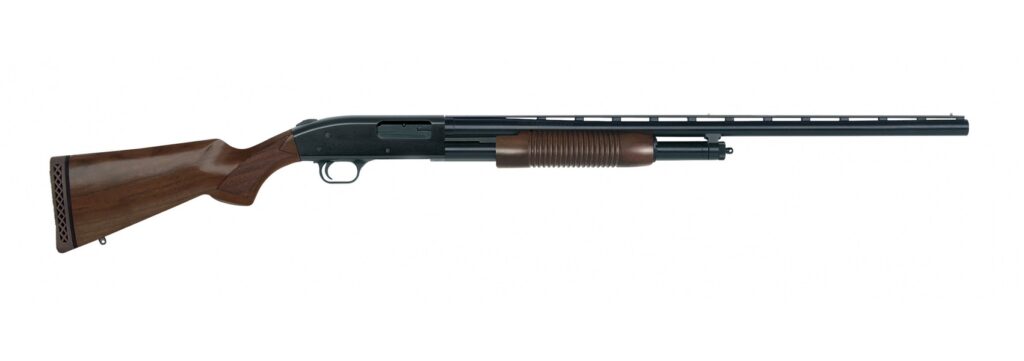 Mossberg 500 Retrograde Field 12 gauge shotgun with walnut stock and 28 inch barrel