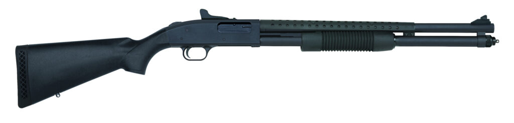 Mossberg 590 12 gauge pump shotgun with 20-inch heat-shield barrel
