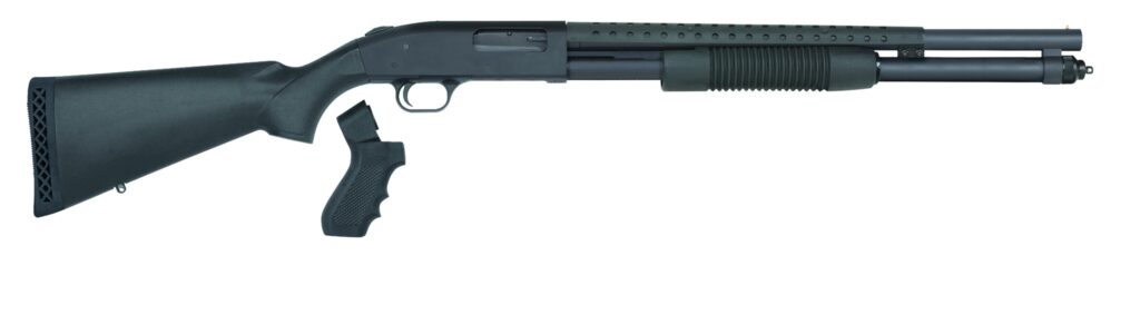 Mossberg 590 Persuader 12 gauge pump shotgun with 20-inch heat-shield barrel