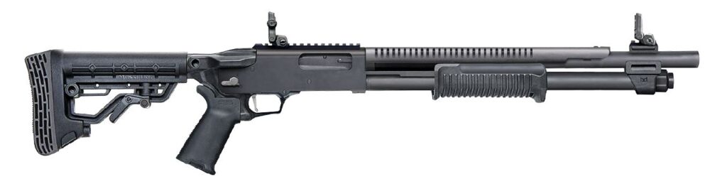 Mossberg 590R 12 gauge pump-action shotgun with 18.5 inch barrel and adjustable stock