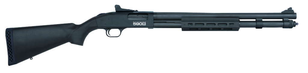Mossberg 590S 12 gauge pump shotgun with ghost ring sights and synthetic stock