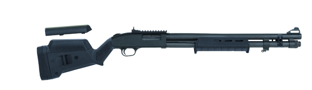 Mossberg 590A1 12 gauge pump shotgun with Magpul stock and 20-inch black barrel