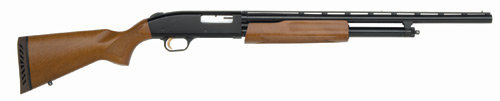 Mossberg 500 Youth Bantam 20 gauge shotgun with 22 inch blued vent rib barrel and hardwood stock