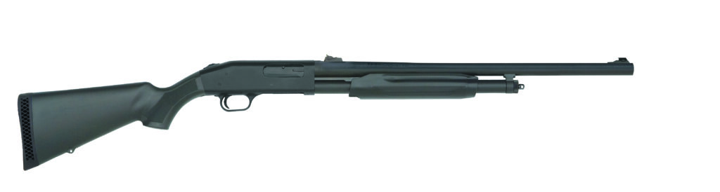 Mossberg 500 Slugster pump-action shotgun with 24-inch rifled barrel and black synthetic stock