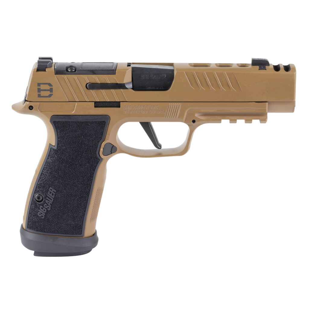Sig Sauer P365-DH3 AXG 9mm handgun with 3.7-inch barrel and Coyote finish