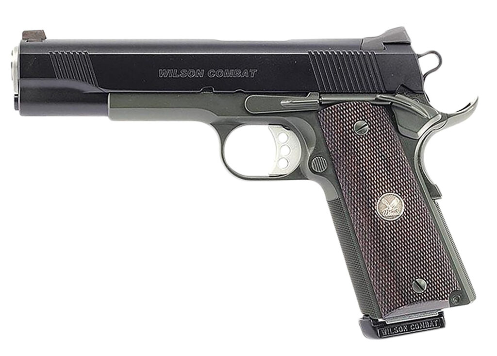 Wilson Combat CQB .45 ACP semi-auto pistol with 5-inch barrel and wood grips