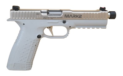 Strike One Mark II 9mm semi-automatic handgun with stainless finish and threaded barrel