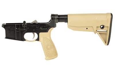 BCM assembled AR-15 lower receiver group with MK2 extension and SOPMOD stock in Flat Dark Earth