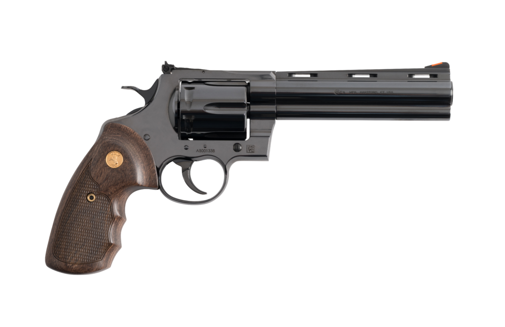 COLT ANACONDA .44 Magnum blued revolver with 6-inch barrel and walnut grips