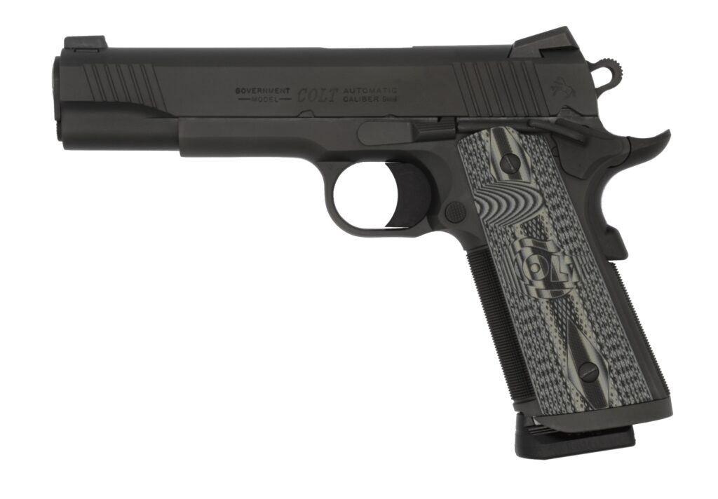 Colt Combat Unit Government 9mm Luger handgun with 5-inch barrel and G10 grips