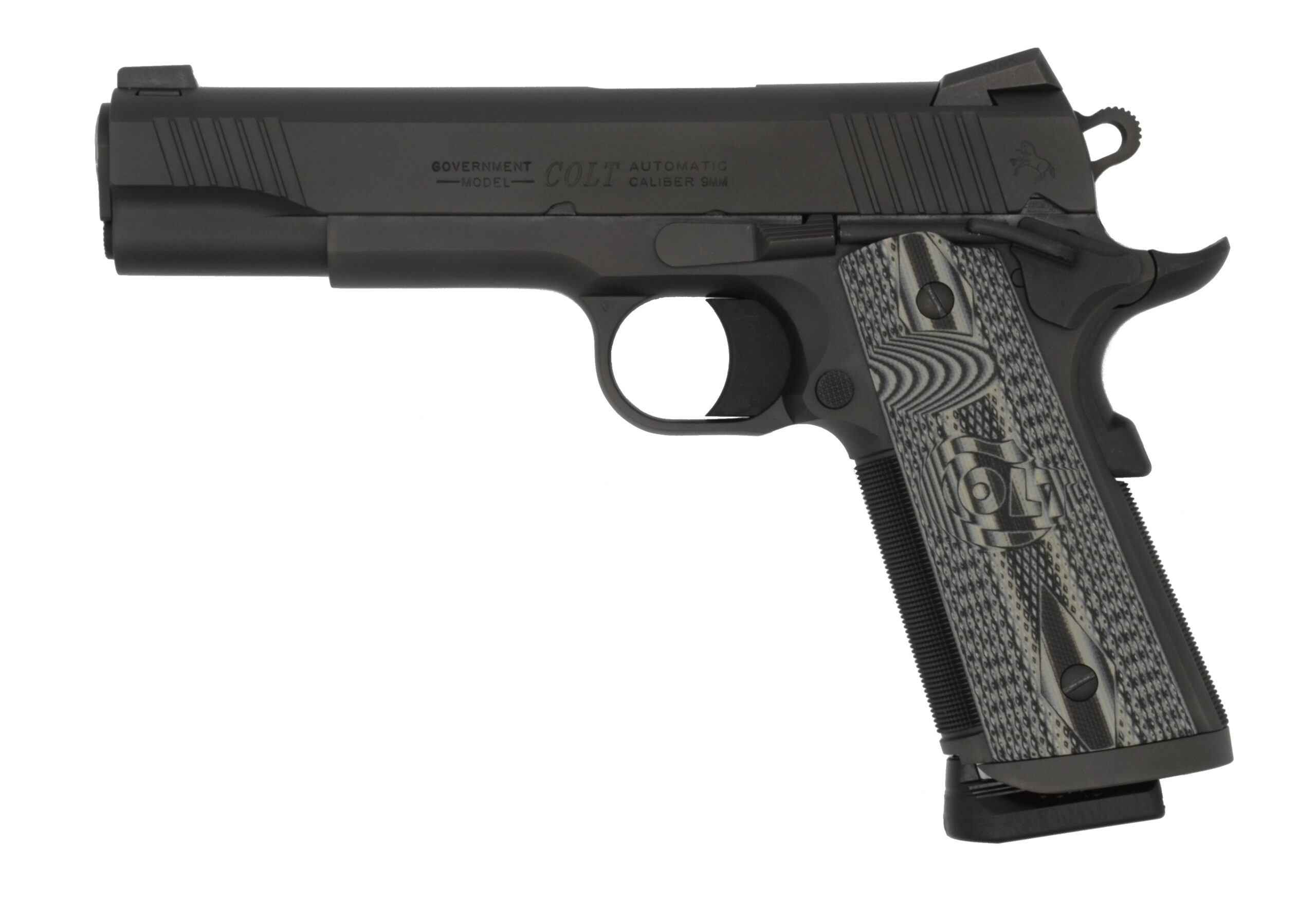Colt Combat Unit Government 9mm Luger 5-Inch Handgun - Centurion Armament Co Colt Combat Unit Government 9mm Luger handgun with 5-inch barrel and G10 grips