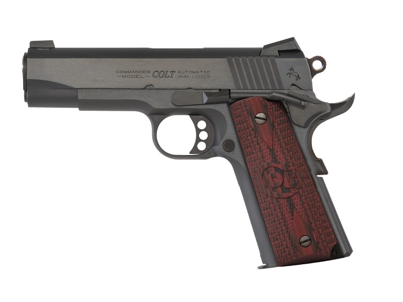 Colt Combat Commander .38 Super Auto pistol with blued finish and G10 grips