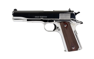 Colt 1911 Government .38 Super Auto pistol with 5-inch barrel and stainless finish