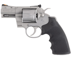Colt Python revolver with 2.5-inch barrel, stainless finish, and Hogue grips