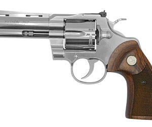 COLT PYTHON .357 Magnum stainless revolver with 4.25-inch barrel and walnut grips