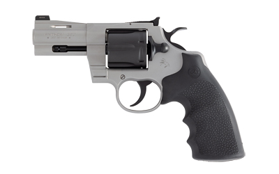 Colt Python 3-inch two-tone revolver with rubber grips and six-round cylinder
