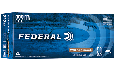 FED PWRSHK 222REM 50GR SP 20/200 - Centurion Armament Co FED PWRSHK 222REM 50GR SP 20/200