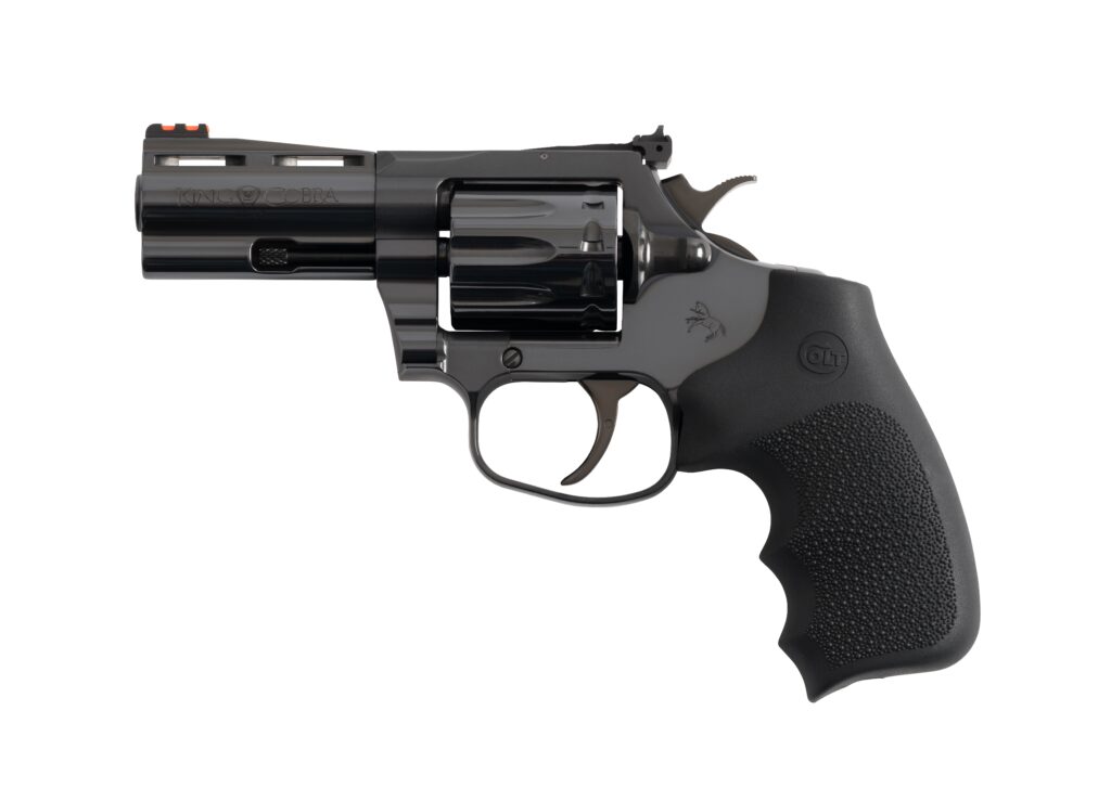 Colt King Cobra .22 LR revolver with 3-inch blued barrel and black Hogue grip