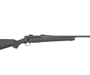 Mossberg Patriot bolt-action rifle with 22-inch fluted barrel and black synthetic stock