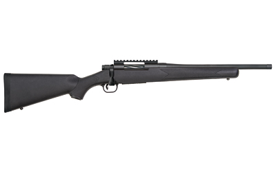 Mossberg Patriot Carbine bolt-action rifle with black synthetic stock and threaded barrel
