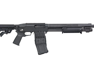 Mossberg 590RM 12 gauge pump-action shotgun with 18.5-inch barrel and adjustable stock