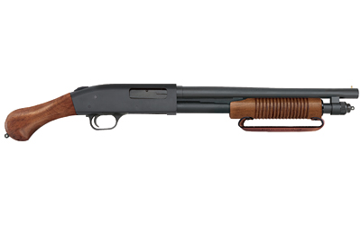 Mossberg 590 Nightstick 12 Gauge Pump-Action - Centurion Armament Co Mossberg 590 Nightstick 12 gauge pump-action firearm with walnut grip and corn cob forend