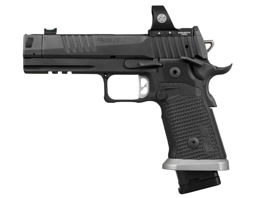 SIG SAUER P211-GTO 9mm pistol with 4.4-inch compensated barrel and ROMEO3 PRO optic