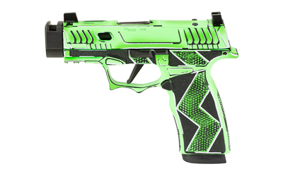 Sig Sauer SCT ANIME KOMODO 365X CMP 9mm handgun in black and green