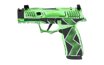 Sig Sauer SCT Anime Macro 365X CMP 9mm handgun in black and green