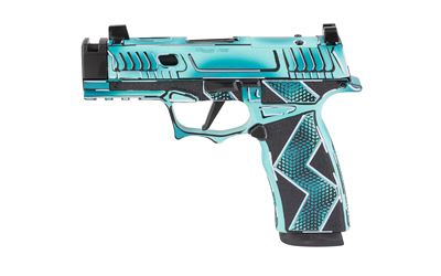 Sig Sauer SCT ANIME MACRO 365X CMP 9mm handgun in black and blue
