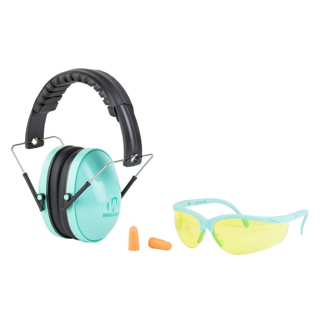 Walkers Low Profile Folding Muff black/teal earmuff