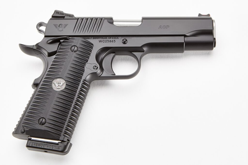 Wilson Combat ACP 9mm semi-automatic pistol with 4.25-inch barrel and black finish