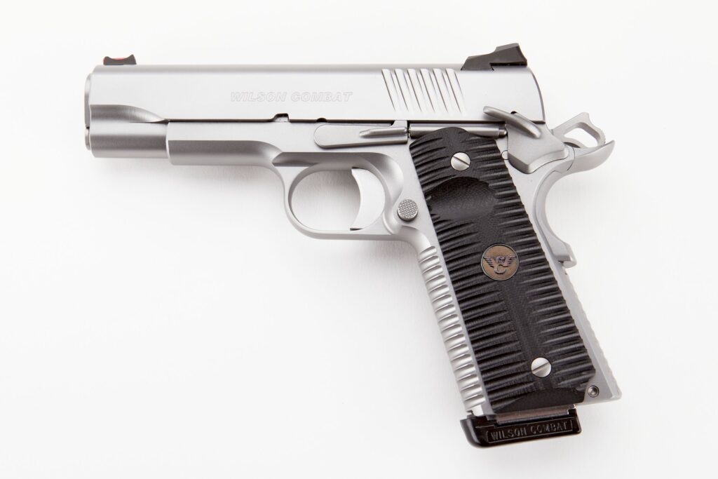 Wilson Combat ACP 9mm pistol with 4.25-inch barrel and stainless finish