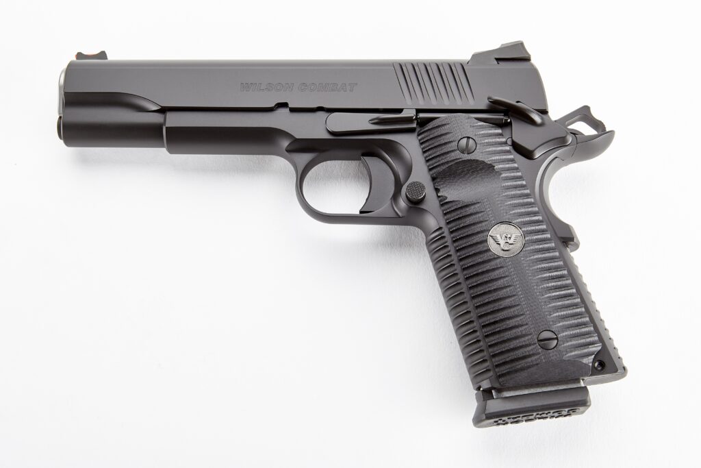 Wilson Combat ACP 9mm semi-auto pistol with 5-inch barrel and black finish