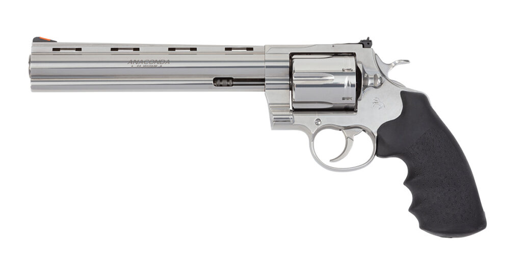 Colt Anaconda .45 Colt revolver with 8-inch stainless barrel and rubber grip